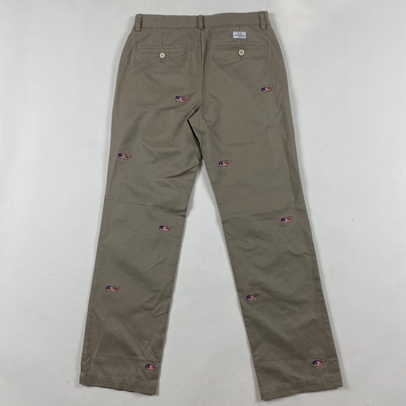 Vineyard Vines Micro Whale AOP Chino Club Pants Mens 30 Khaki Tan - Picture 2 of 16